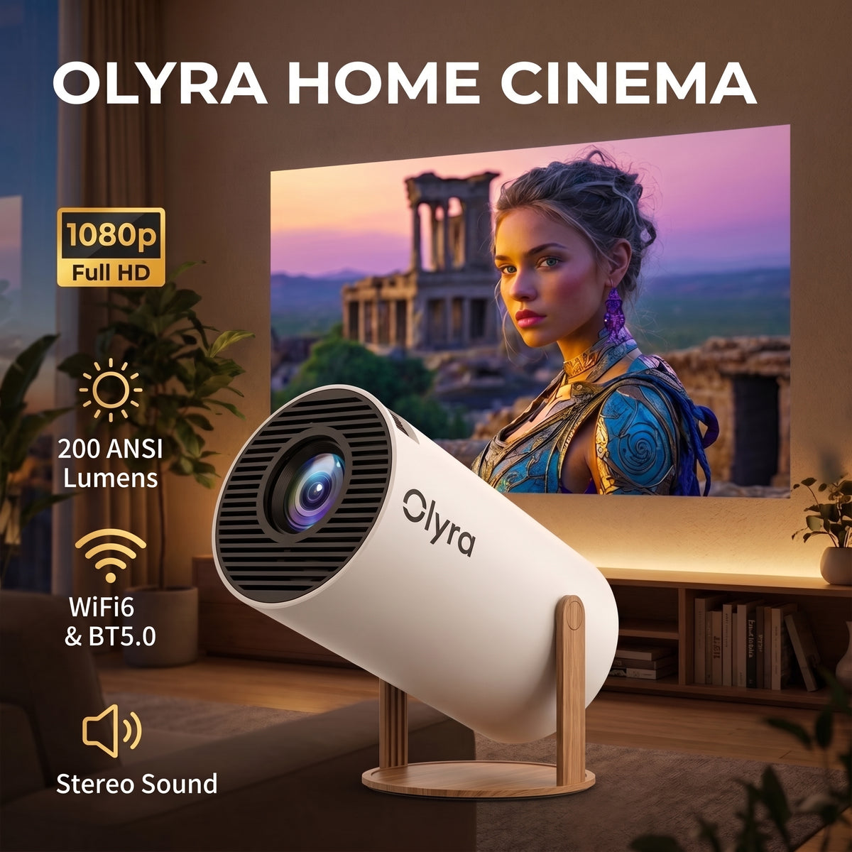 Portable HD Projector with Phone Casting